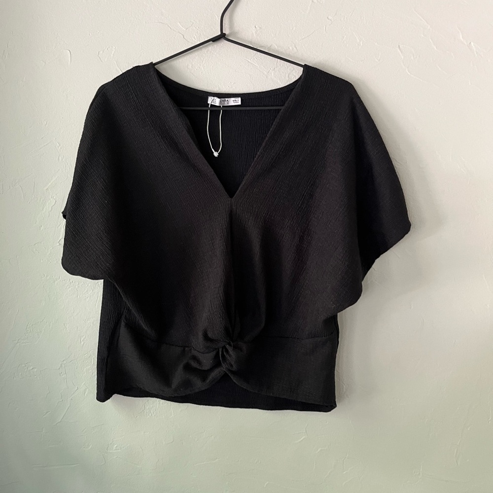 ZARA COLLECTION BLACK TWIST CROPPED TOP M - Picture 2 of 4